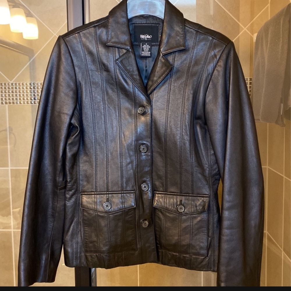 Mossimo black leather blazer jacket Size SM